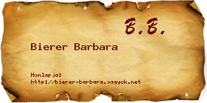Bierer Barbara névjegykártya